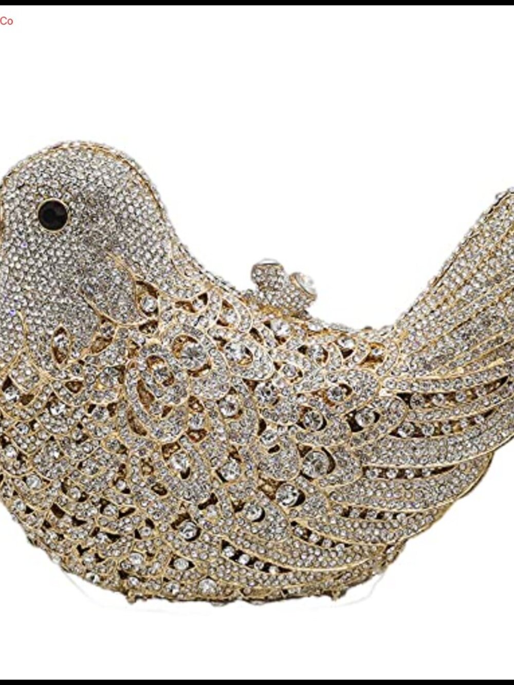 Handmade Crystal Bird Clutch Evening Bag with Detachable Chains